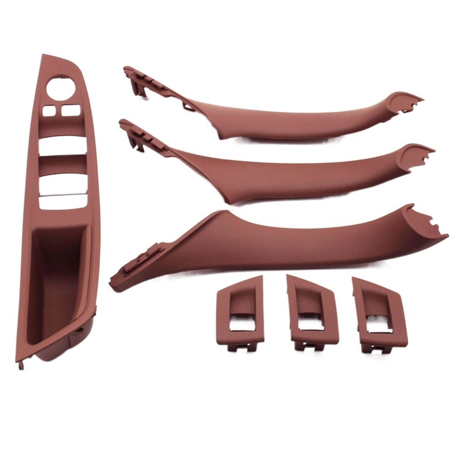 OEXRIGRU Car Interior Door Handles for BMW 5 Series F10 F18 523 525 528 LHD Car Interior Door Handle Pull 7PCS Set(Model A Redbrown)