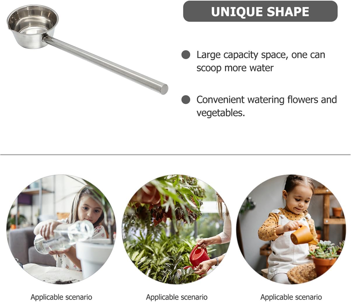 Practical Long Handle Water Ladle Sturdy Stainless Steel Scoop for Watering Plants Kitchen and Restaurant