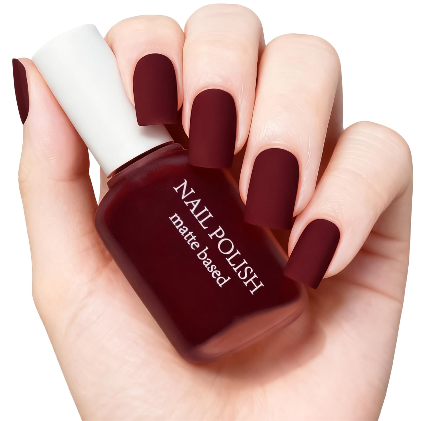 COSMOO 12ml Wine Red Matte Nail Polish, Deep Wine Red Quick Dry Nail Lacquer for Nail Art Varnish, 0.41 fl oz, Hot Pink