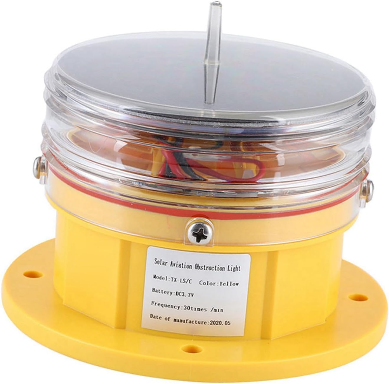 Precise Solar Power LED Boat Beacon Light 360° Lighting for Marine Dock Barge Safety - Plastic - Model, Suitable for Marine Waterways