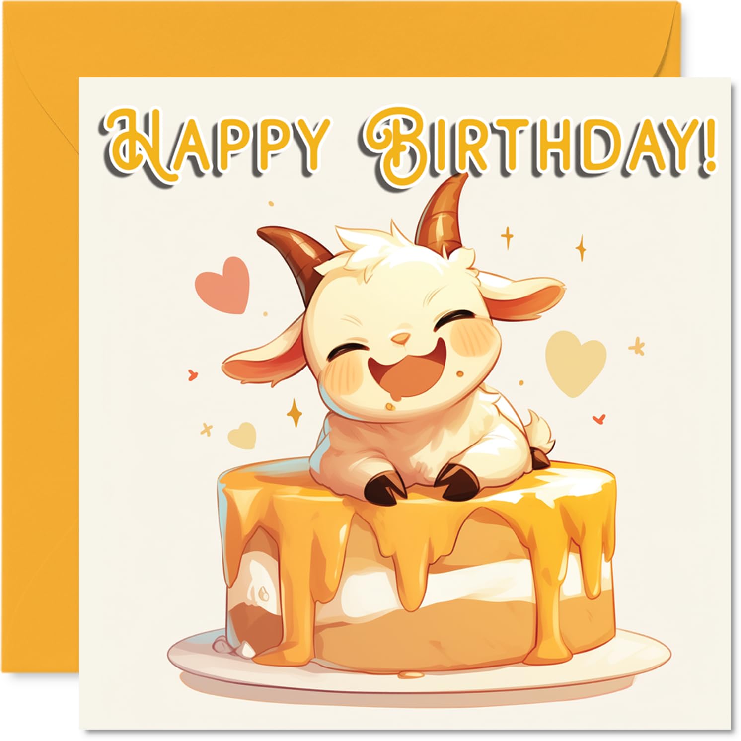 Goat Birthday Cards - Animal Cake - Happy Birthday Card for Son Daughter Brother Sister Grandson Granddaughter Niece Nephew Cousin, 145mm Bday Greeting Cards