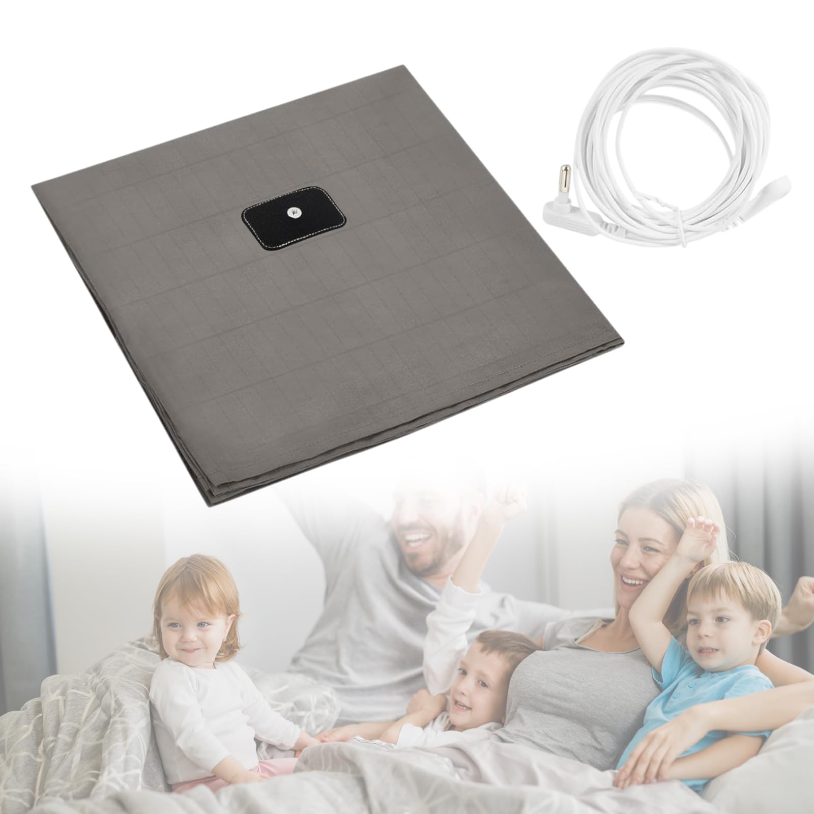 Uoxmiy Grounding Sheet Earthing Sheets 132 * 71cm Grounding Bed Sheet Silver Fibre Organic Cotton Grounding Mat Earthing UK Reduced Anxiety Inflammation Healthy for Improved Sleep Grey