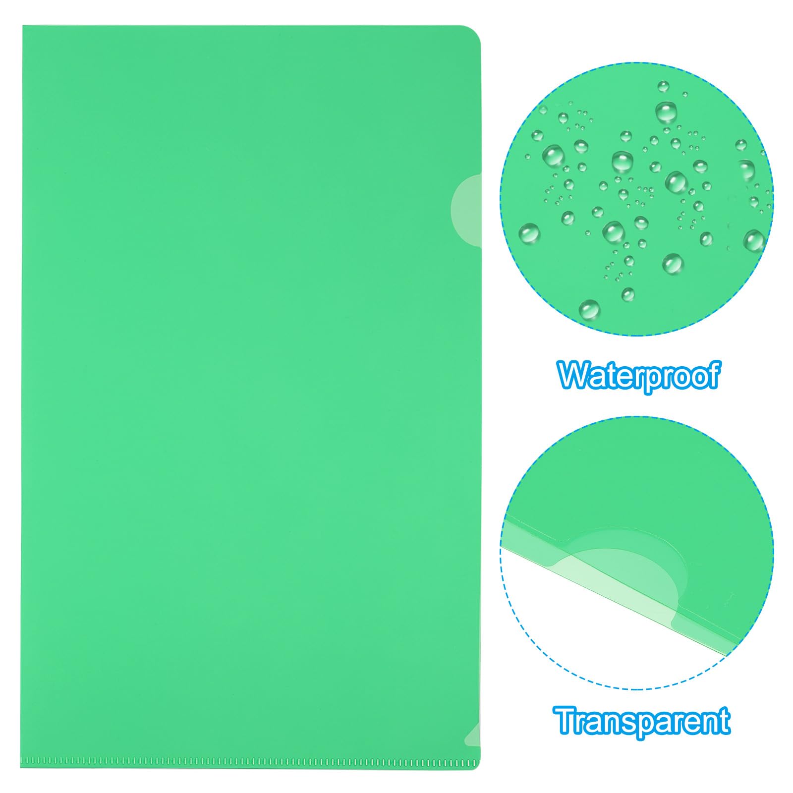 PATIKIL L Type Folders 50 Pack A4 Plastic File Project Pockets Clear Paper Document Jacket Sleeves for Office Green - Image 3