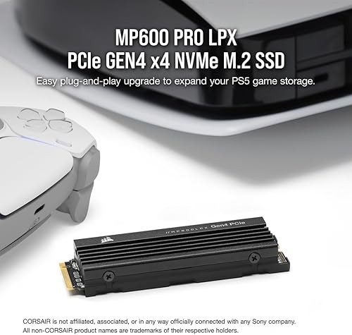 Miniatura 8 de Corsair MP600 PRO LPX 4TB M.2 NVMe PCIe x4 Gen4 SSD - Optimizado para PS5 (hasta 7,100 MBs de lectura secuencial y velocidades de escritura