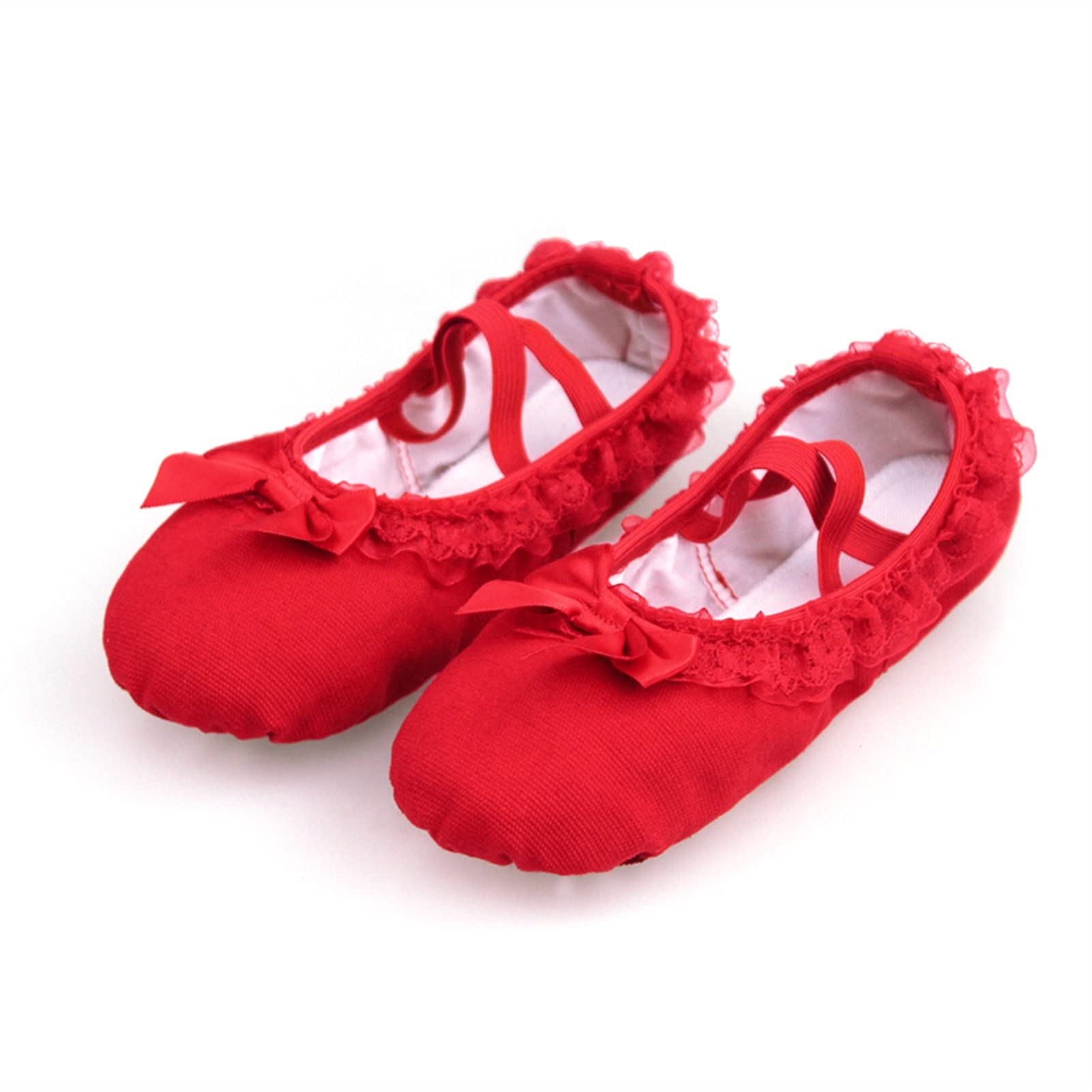 Ballett-Schuhe, 2 Paar schöne Canvas weiche Sohle Mädchen Kinder Spitze Ballett Praxis Tanzschuhe for Kinder(Pink,29 EU)
