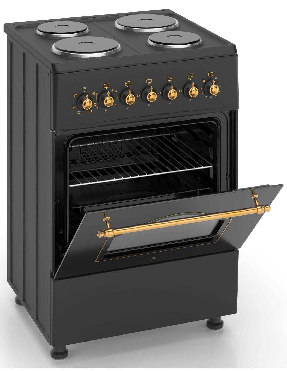 ALPHA Cocina Eléctrica VULCANO GOLD-60E Rustica Oro, Horno 6 Funciones