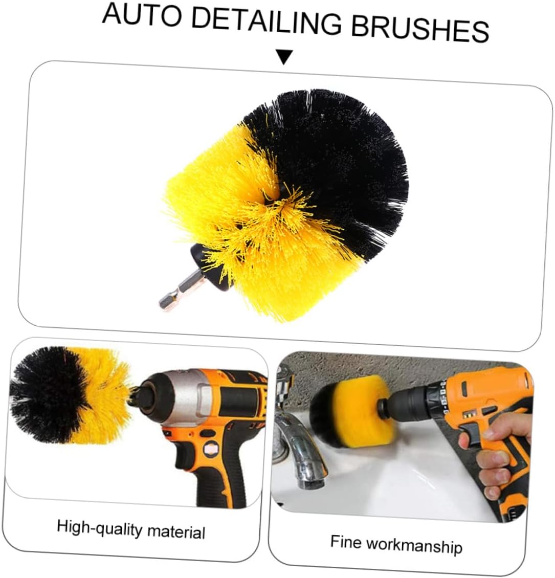 POPETPOP 9pcs Drill Brush Attachment Set Car Cleaning Tools Auto Detailing Scrubber Brushes for Wheels, Interior, Glass, and Floor Surfaces