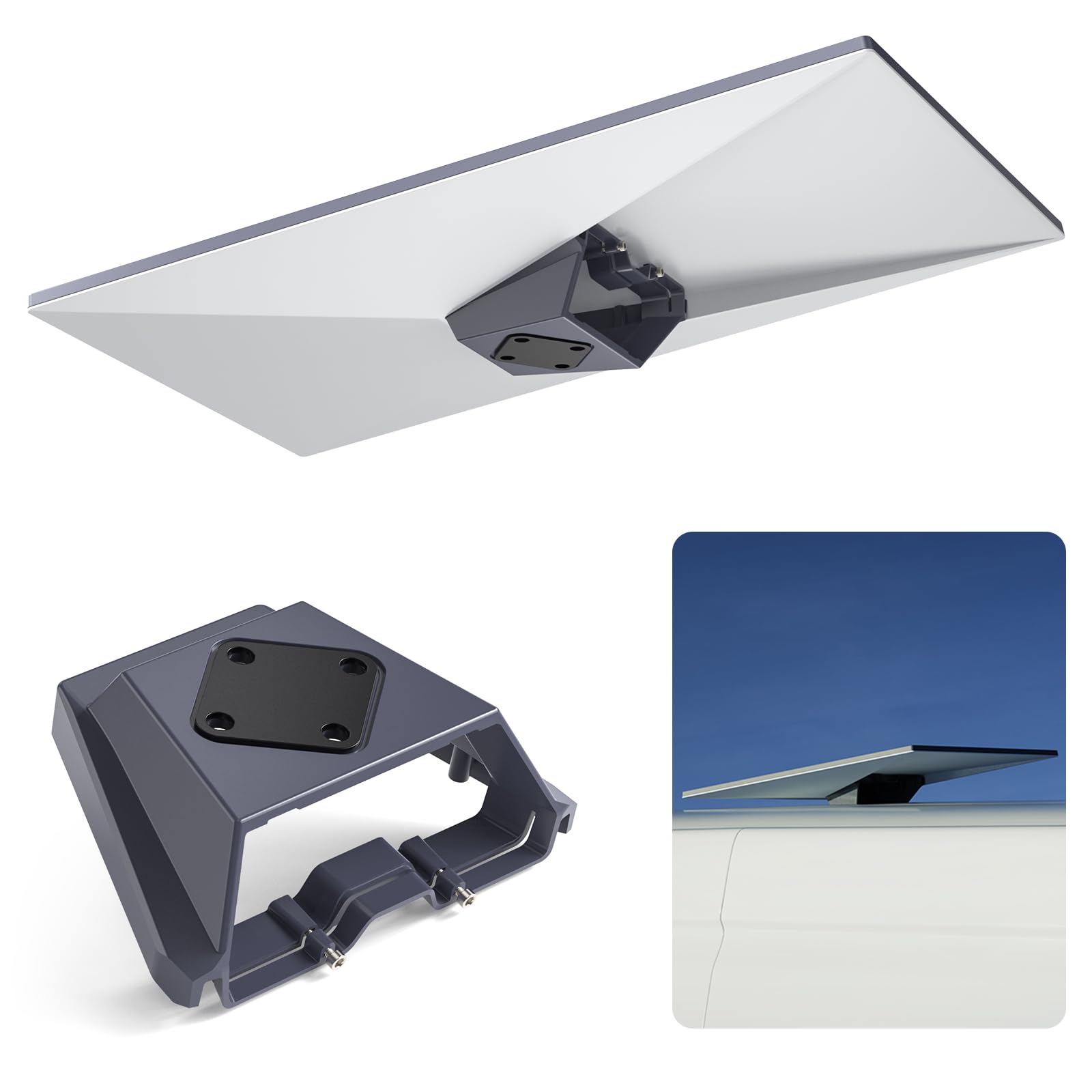 Starlink Mount, Premium Starlink Standard Mobility Roof Bracket for Star Link Flat Dishy Fits RV, Boat, Wood, Metal, Plastic or Slotted Vehicle Rails (Gen 3 Flat Mount)