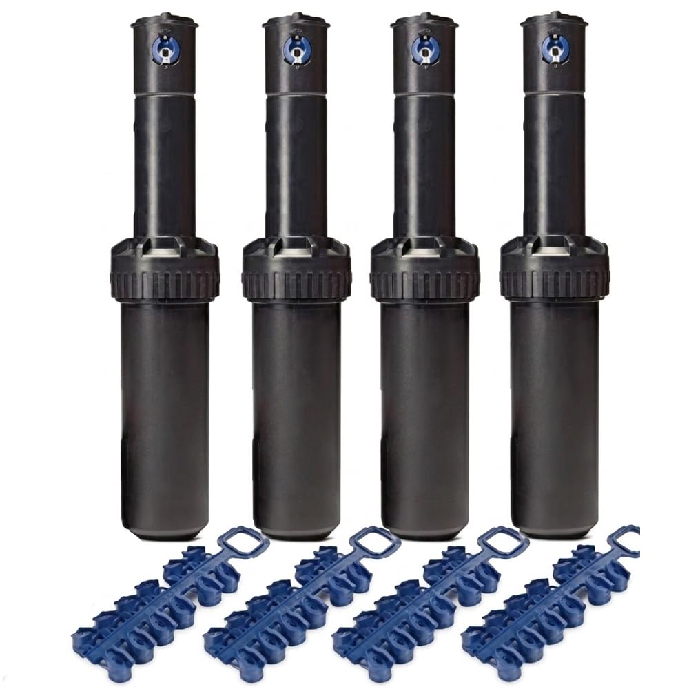 Suinga Aspersor RBird 5004 Plus | Pack 4 Aspersor Turbina Ajustable 5000 5004 | Alcance 7,6 a 15,2 Metros | Permite Paralizar el Riego Desde la Tapa del Aspersor | Rosca 3/4" Hembra