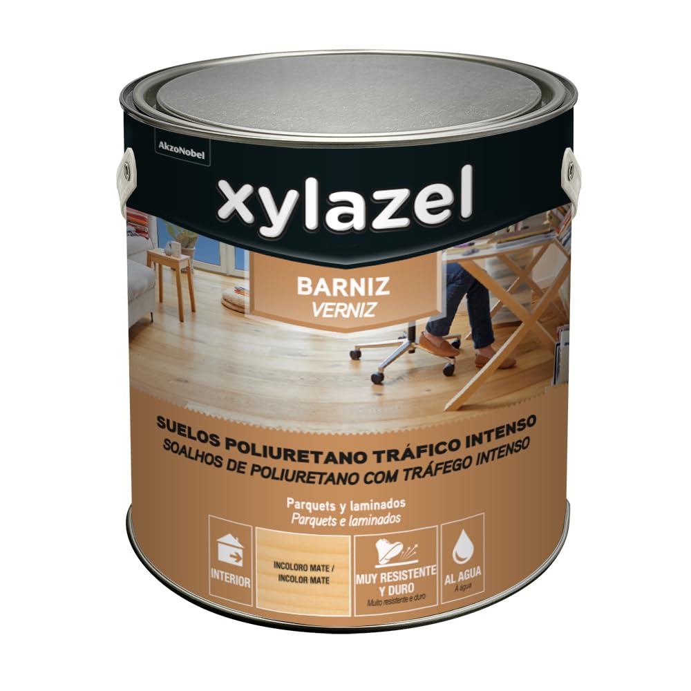 Xylazel Barniz al agua para Suelos de Madera, Mate, Incoloro 4 L