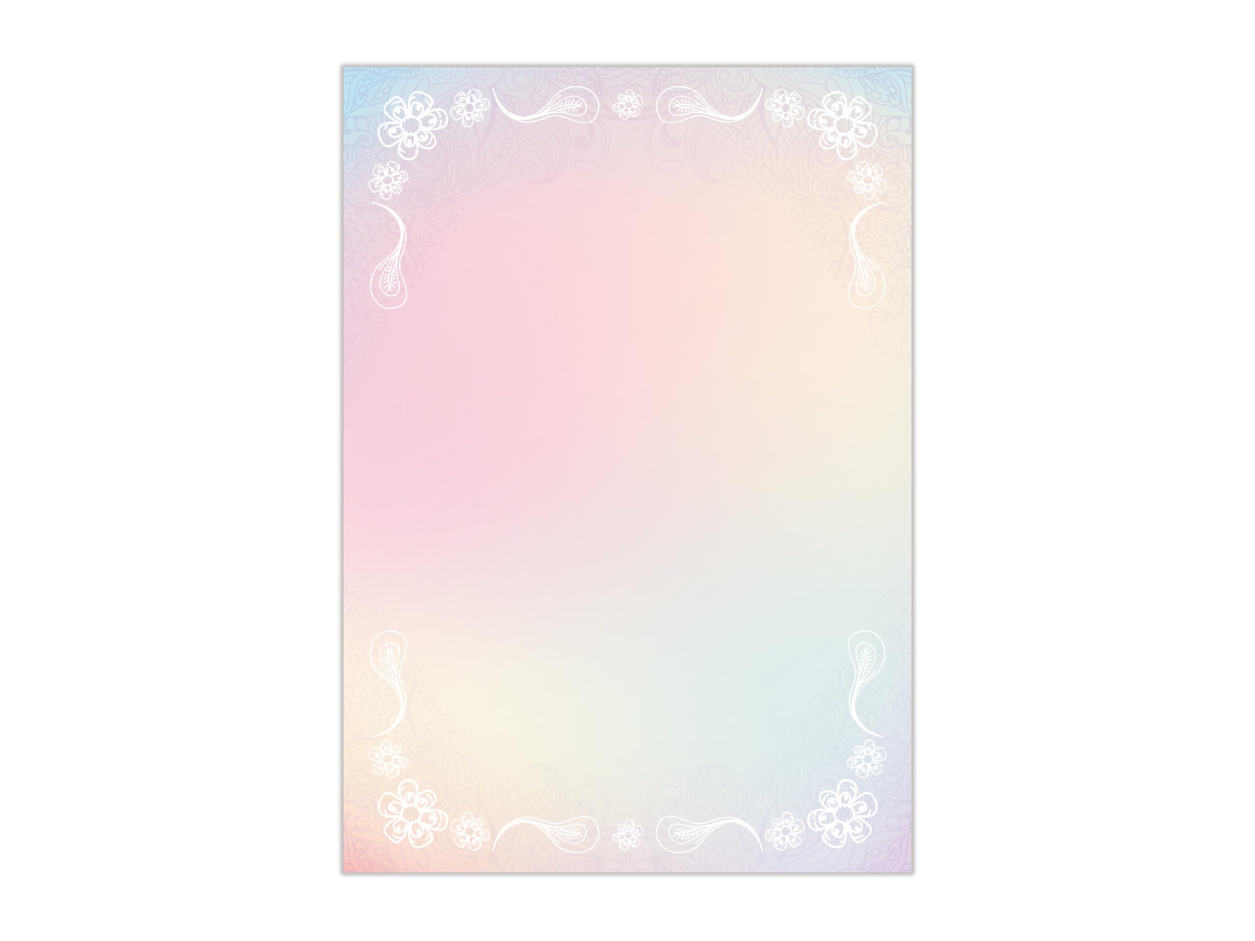 Briefpapier-Set 250 Druckerpapier DIN A4 + 250 Umschläge DIN-lang haftklebend Motiv Blumen beidseitig beschriftbar und bedruckbar für Frühlingspost Ostern Taufe Kommunion Konfirmation Basteln