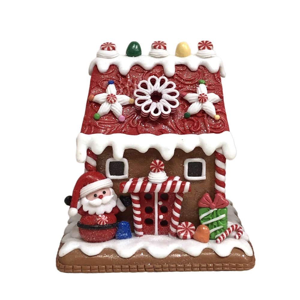 Figurines de Noël pain d'épices LED Kurt Adler, lot de 3 statuettes rouges de 15 cm