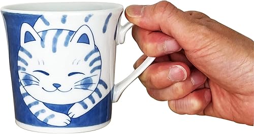 Miniatura 4 de Taza de cerámica japonesa con caja de regalo, serie de tazas de té Nekochigura, 10 onzas líquidas, taza de café japonesa Yunomi Pottery, taza de