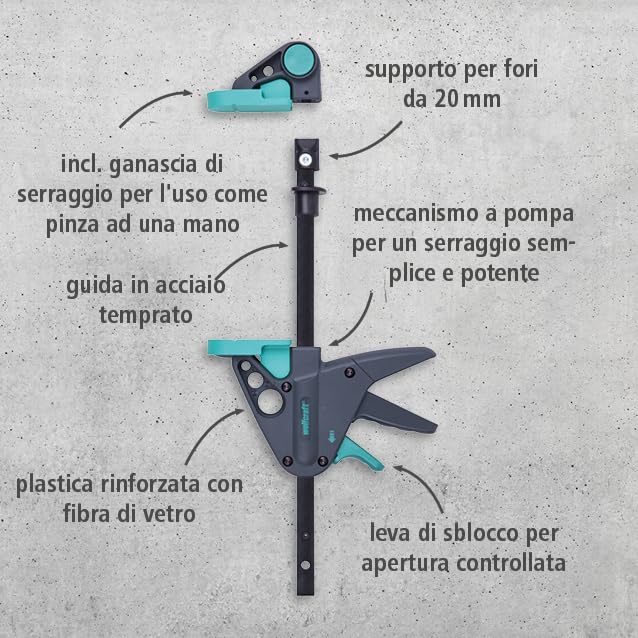 Wolfcraft Set Fai Da Te: Morsetto Per Banco Da Lavoro 3036000 E Squadra Tridimensionale 5208000