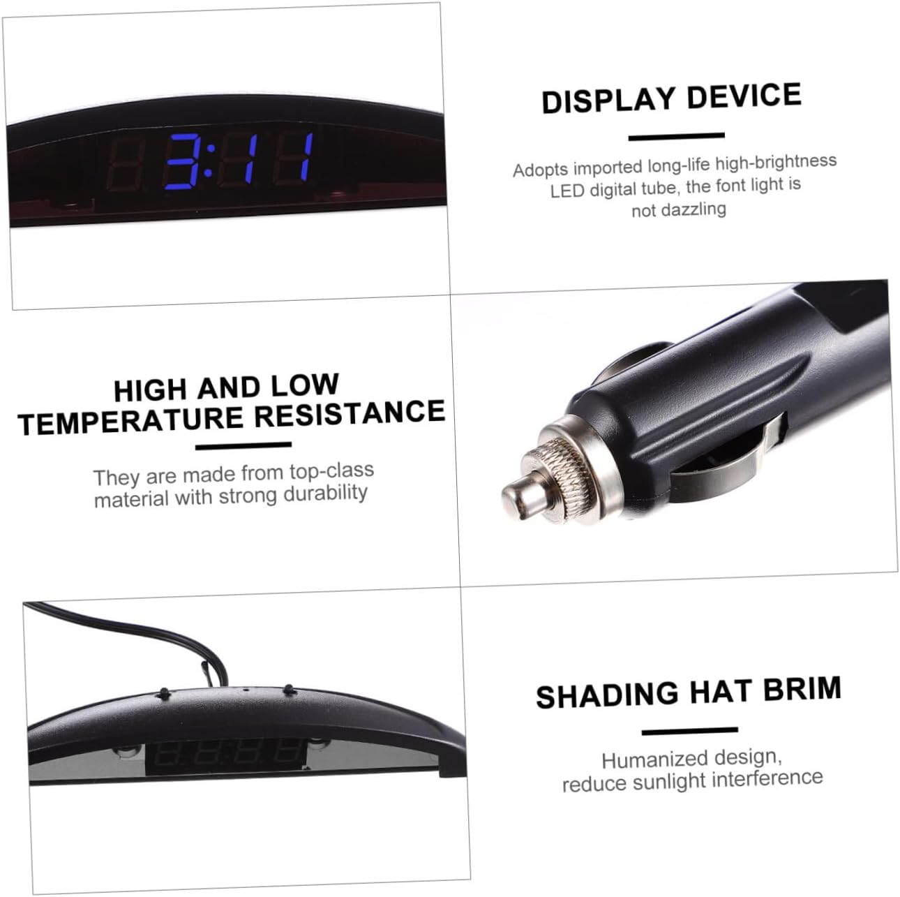 Mikinona Car Clock with Luminous Display Multi-Function Vehicle Digital and Temperature Gauge Led Dashboard Voltmeter for Auto Interior Durable and Easy to Read