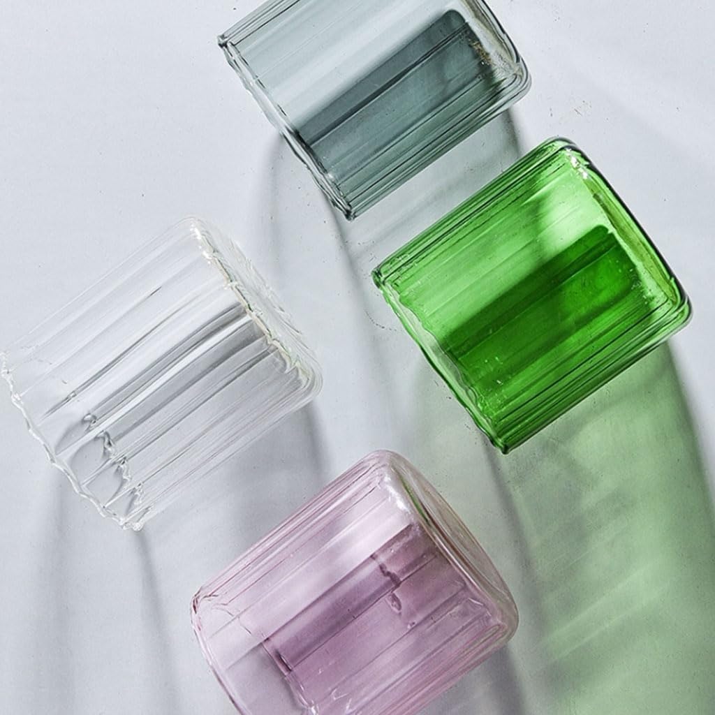 6-częściowy zestaw kolorowych szklanek – 200 ml, w paski, eleganckie szklanki do napojów do domu, baru i kreatywnych naczyń