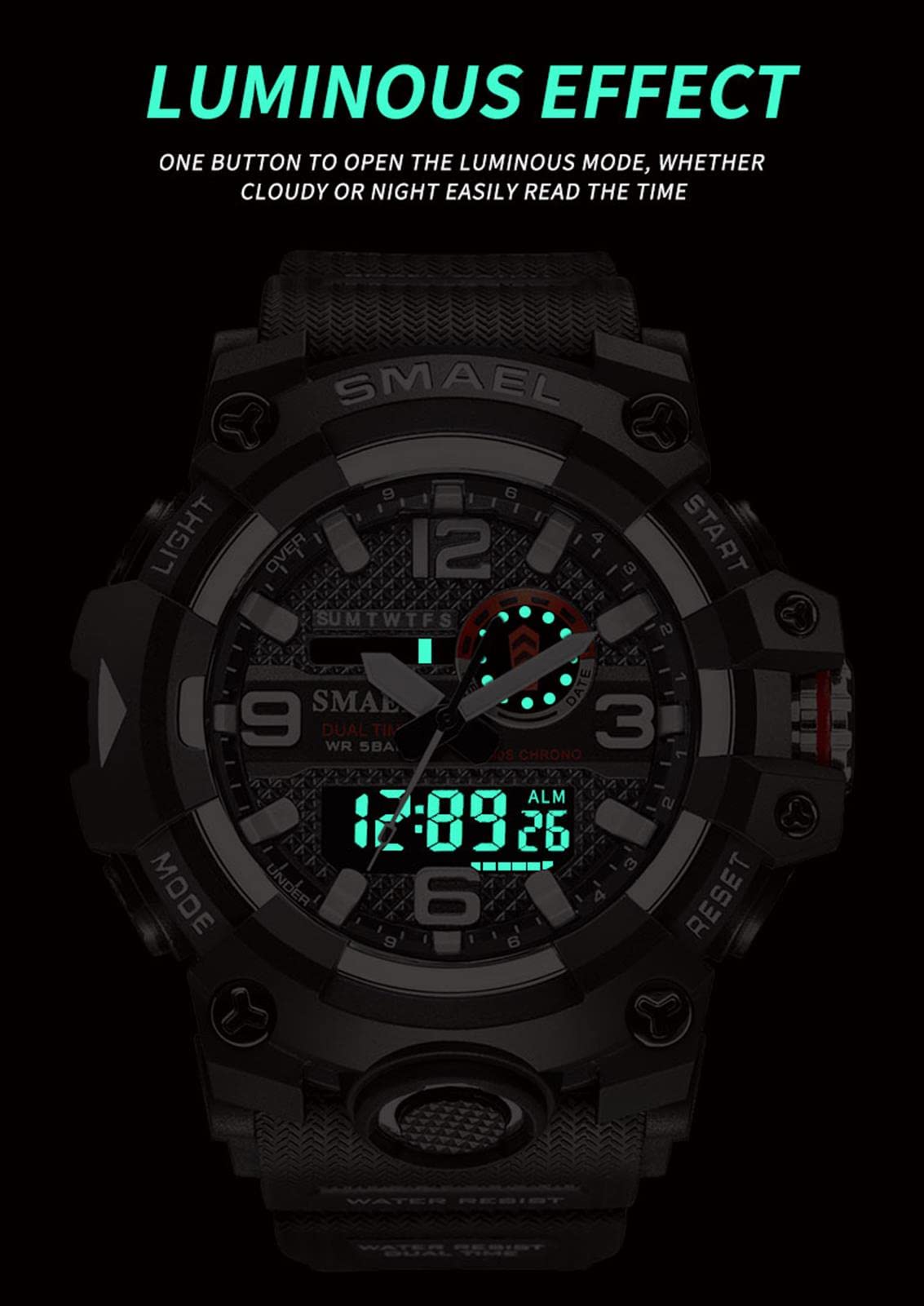 Montre Militaire pour Homme, Analogique Et Numérique, Montre De Sport, Étanche À LED avec Chronomètre Numérique, Montre De Luxe Décontractée