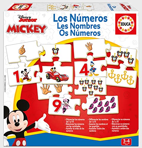 Educa - Os números com Mickey, com este conjunto de renda, os mais pequenos irão familiarizar-se com os números de 1 a 10 e relacionar os números com quantidades, a partir de 3 anos (19327)