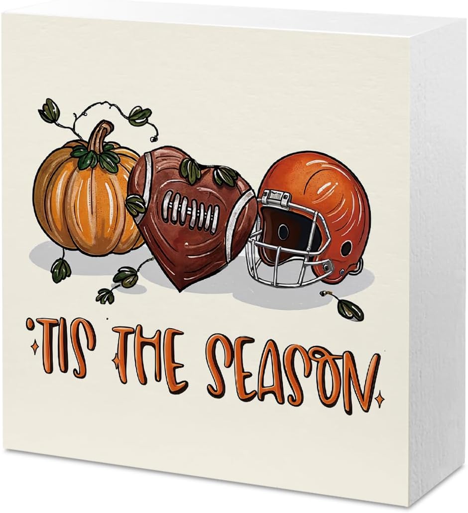 Fall Football Pumpkin Decor Fall Room Table Decor Sign Decorations for Room Bedroom Living Room Bathroom Kitchen Desk Thanksgiving Decorations Season