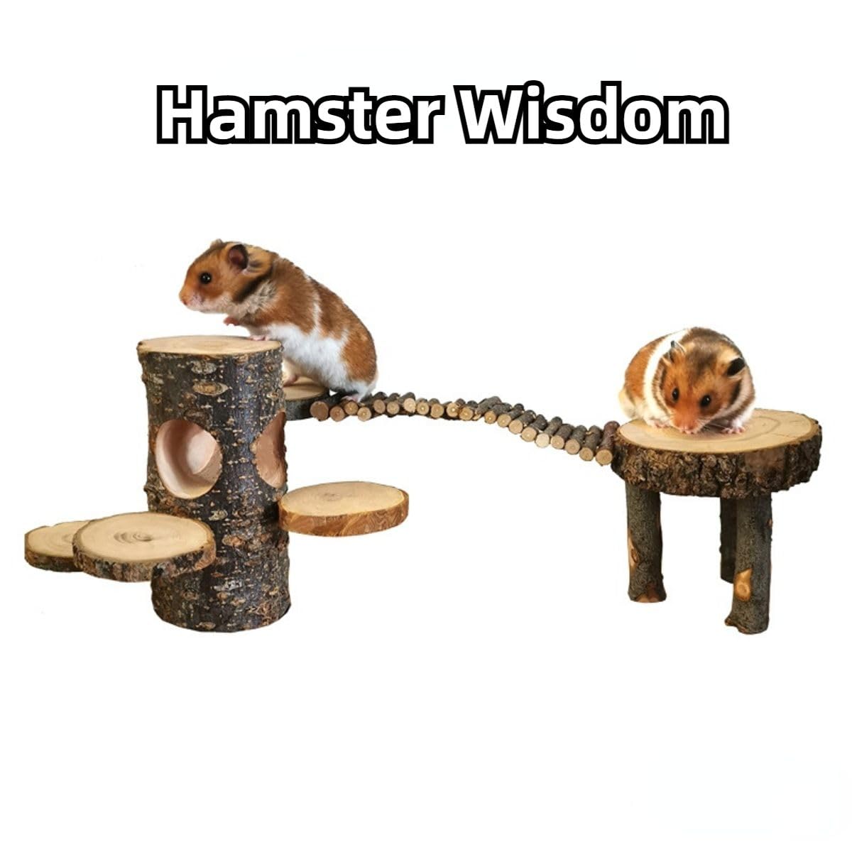 Juguete de plataforma de madera para hámster, escalera de madera segura para actividades de parque infantil para mascotas, conejillo de indias, puente de escalada, escondite de hámster