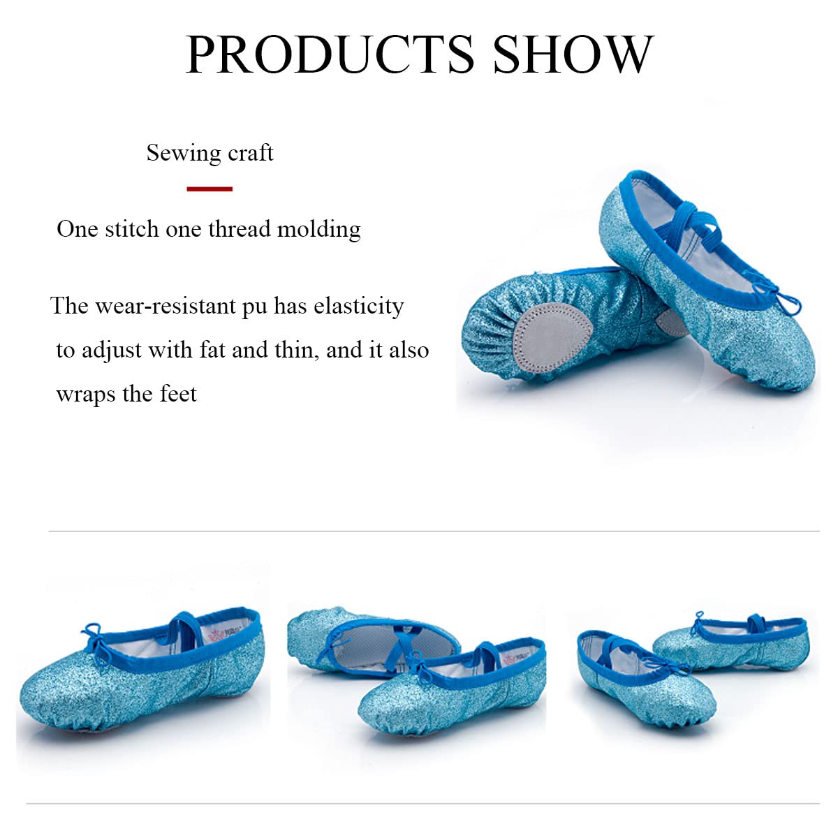 Pantofole da Ballo Ballerine Yoga con Suola Divisa, Pantofole da Ballo in Raso per Ragazze, Suola Morbida e Confortevole, Antiscivolo per Bambini, Donne e donne-40-rosso (Blu 23 EU)