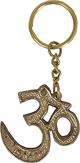 HANDTECHINDIA Symbol OM Brass Keychain Keyring Spiritual Gift Aum Keychain For Car, Bike, Home Lock Key Luggage Bag Wardrobe Locker keys