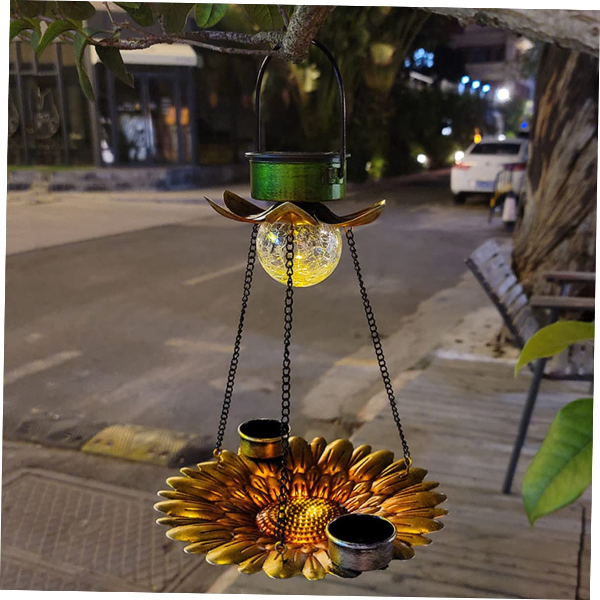 Toddmomy Solar Bird Feeder Kreativer Hängender Futterspender Solar-Laterne Für Garten Und Balkon Für Kleine Vögel Wie Kanarienvögel Und Papageien Wetterbeständig Automatischer