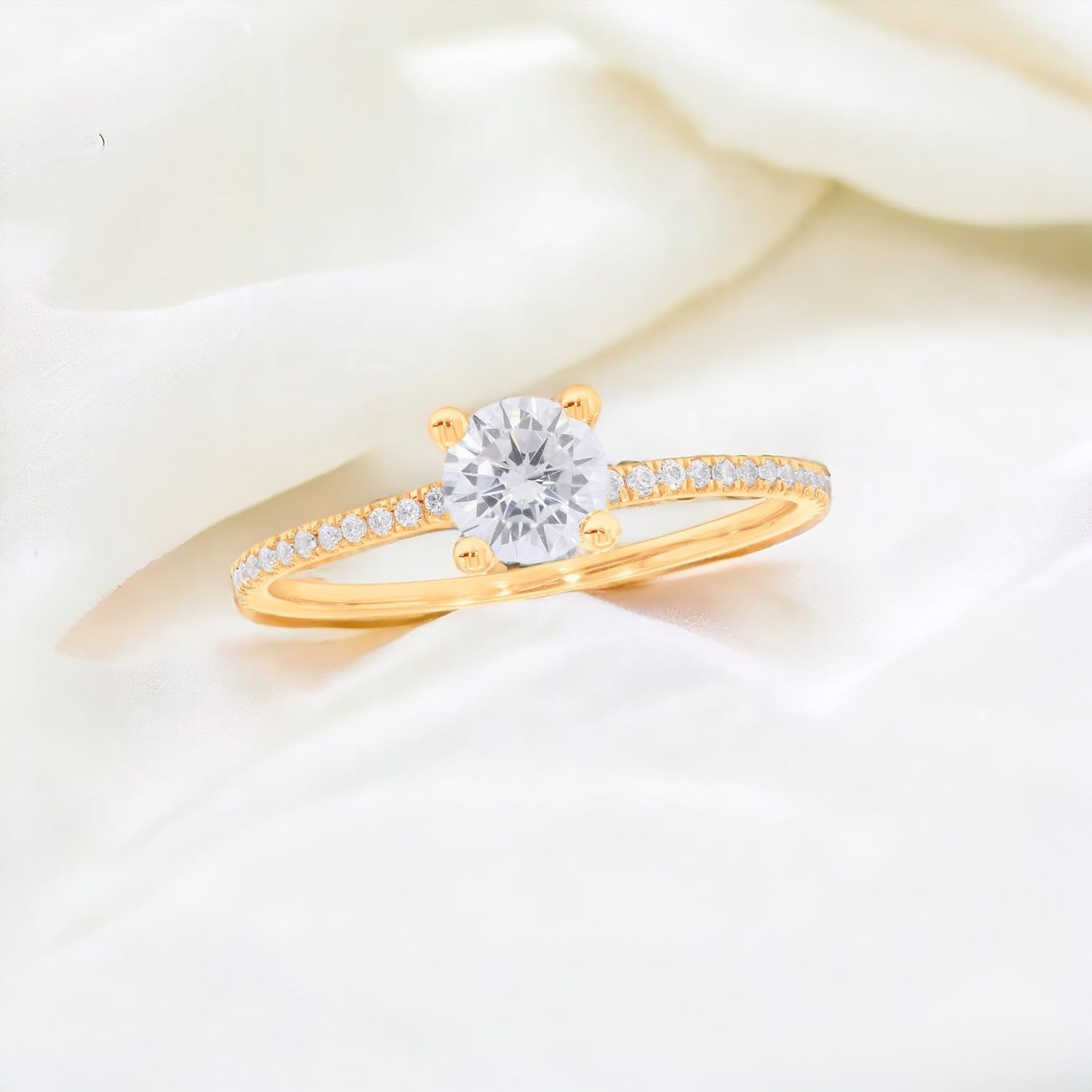 0.80 Carat Round Lab Grown Diamond womens engagement rings F-G Color VS Clarity, Solitaire Ring in 10K 14K 18K Solid Gold