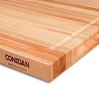 Vista 7 de CONSDAN Tabla de cortar de madera de arce duro para cocina, madera dura cultivada en Estados Unidos, 16 x 12 pulgadas, con mango interior invisible