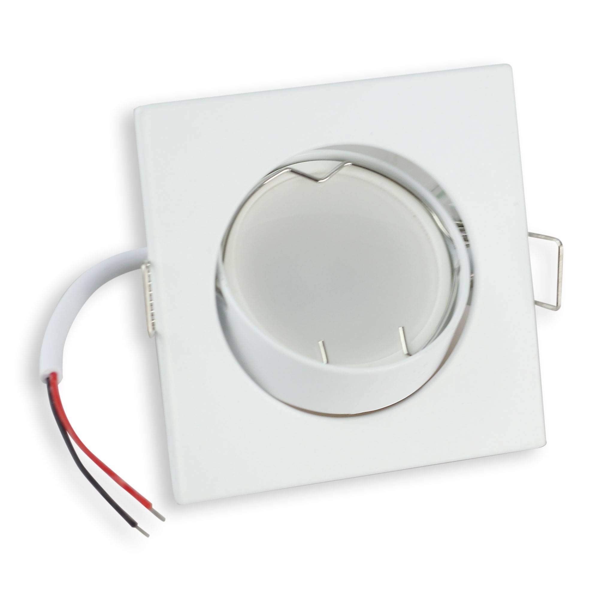 Juego de 10 focos LED empotrables (6,5 W, 230 V y orientables, rectangulares y superplanos, de aluminio, 6,5 W, 5 mm, orificio de perforación de 5 mm), color blanco neutro