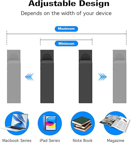 Miniatura 6 de WYYHAA Soporte lateral ajustable para laptop, organizador de almacenamiento de escritorio sin taladros, soporte de metal para colgar cuadernos,