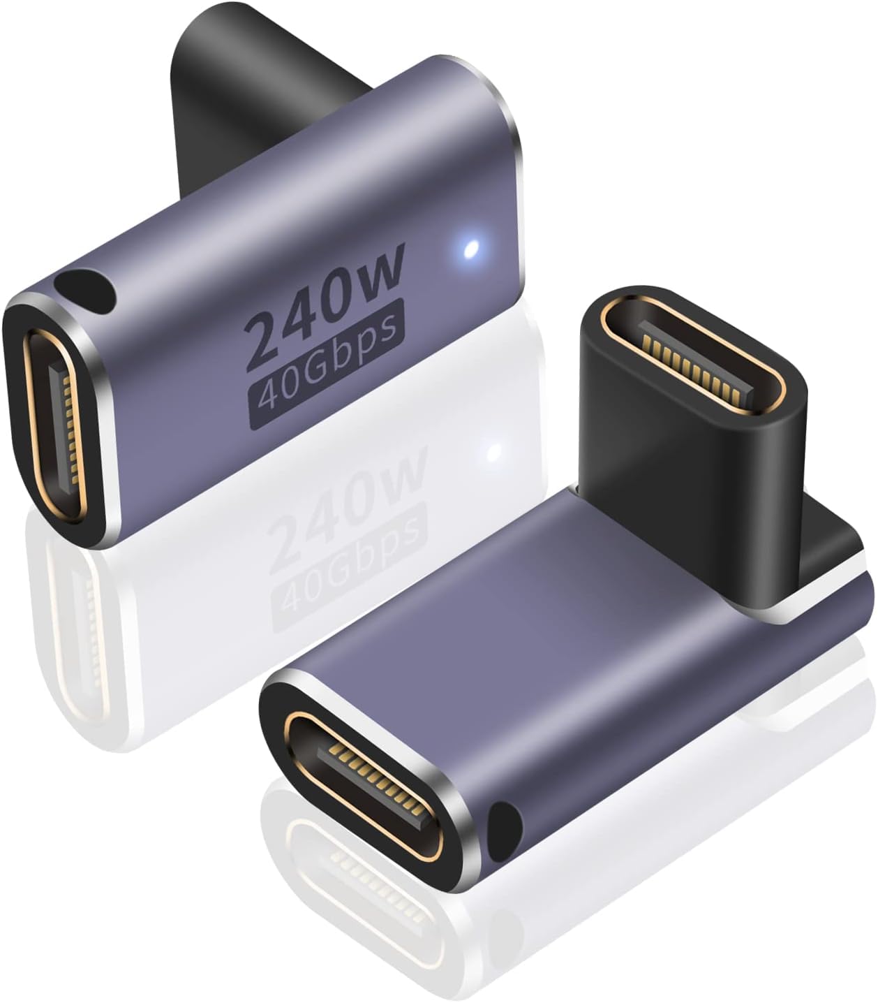 MICROWARE USB C Coupler 240W, USB C Female to Female Adapter, 90 Degree Type C Extender Coupler Supports 40Gbps Data Transfer & 8K Video Output for Thunderbolt 4/3 iPad, MacBook (MMPL-109)-image-2