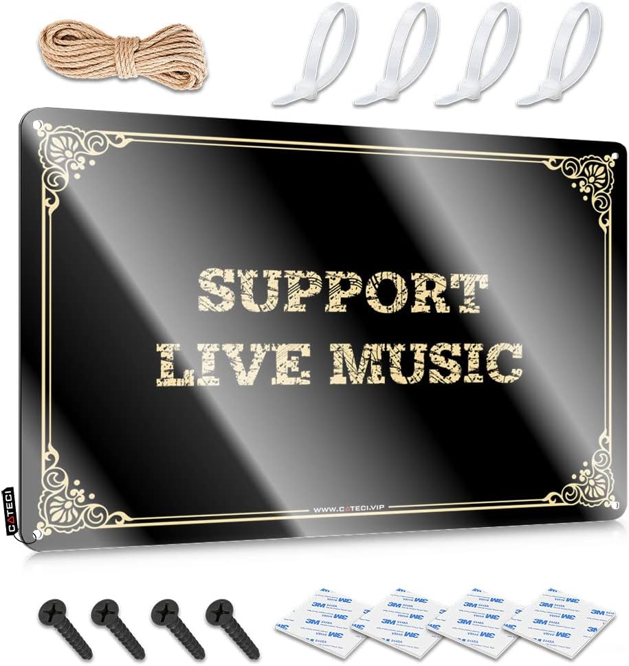 Support Live Music with Shelter Warning Metal Sign Spooky Decor