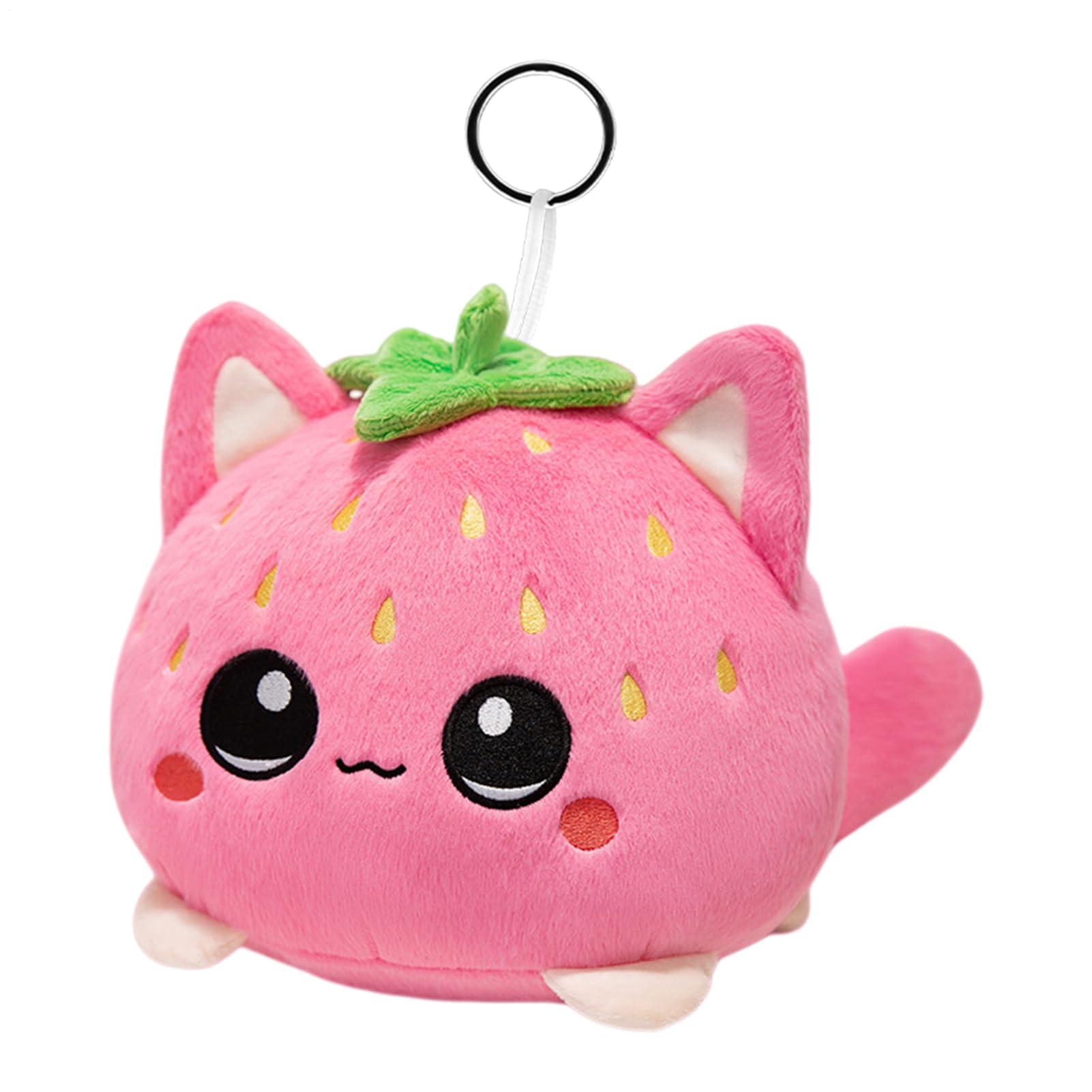 Strawberry Cat Plush Toy, Soft Cuddly Texture, 10cmx20cm, Pink Cat Stuffed Animal, Cute Strawberry Plush, Versatile Display Use, For Kids Women Adult Table Decoration