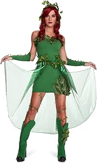 Villain Costume For Women, Green Dress With Fake Leaves, Comic Con Costume For Women, Halloween Outfit - Buy now