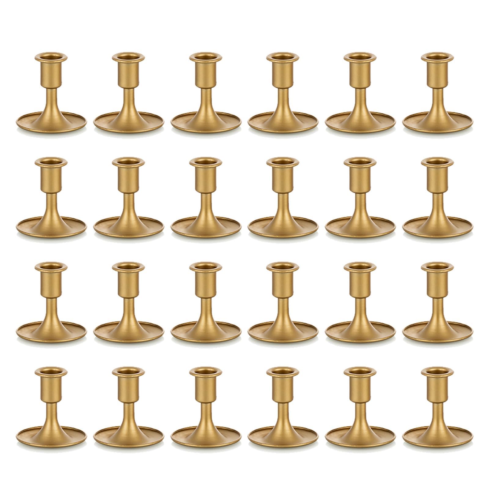 Bougeoirs dorés pour décoration de table | Lot de 24 chandeliers rétro