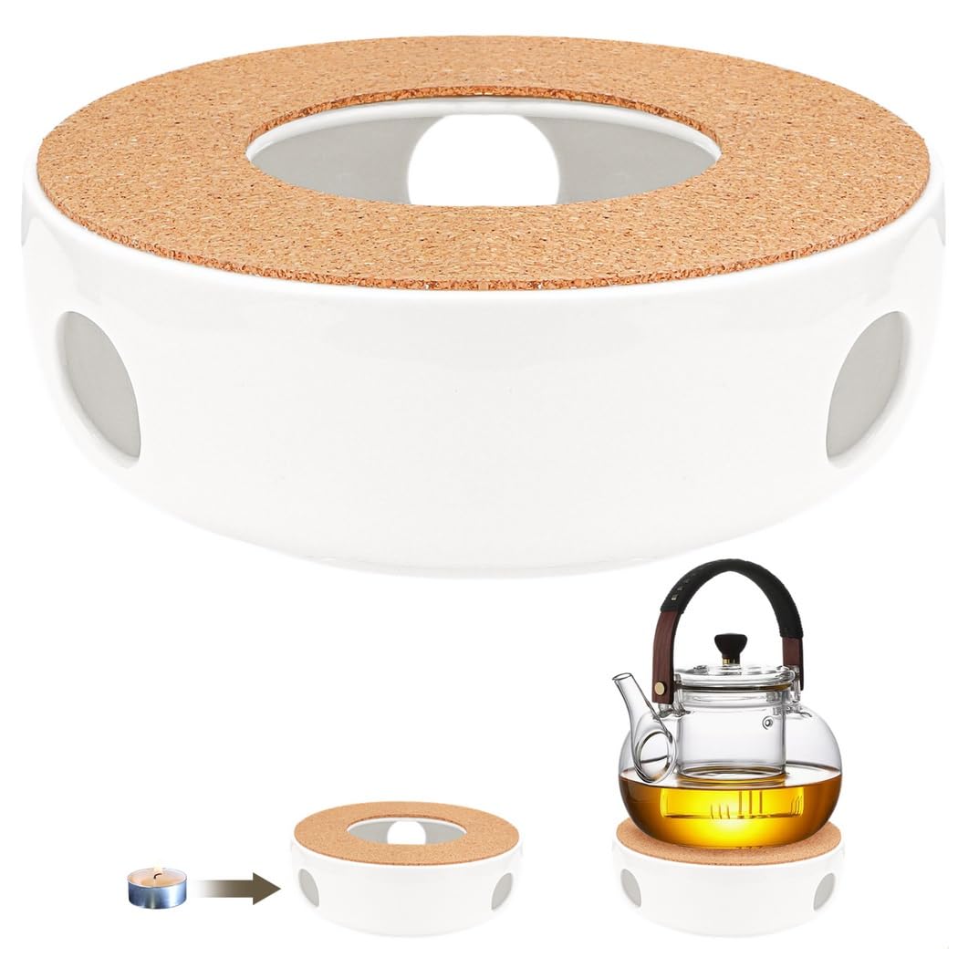 Insulated Ceramic Teapot Warmer, Base for Tea, Coffee, and Mugs, Aromatherapy Light Holder, Elegant Gift