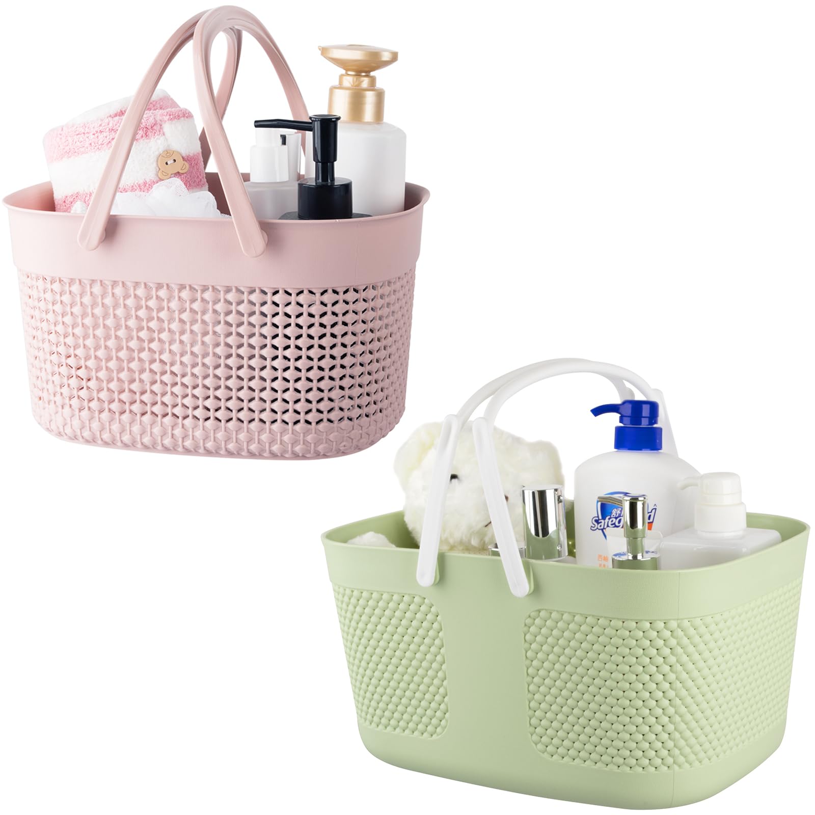 Portable Shower Caddy Basket Plastic Organizer Storage Tote with Handles Toiletry Bag Bin Box for Bathroom College Dorm