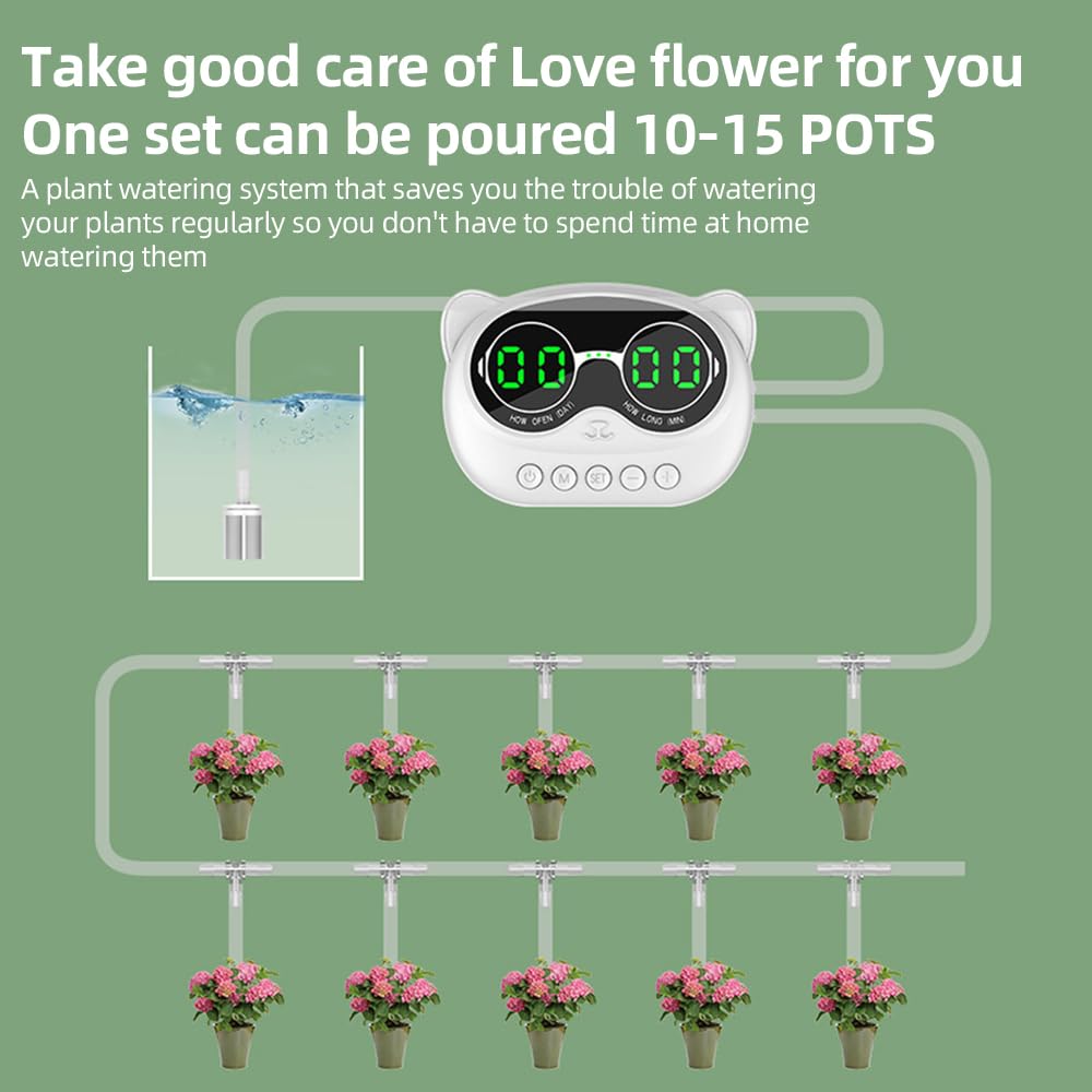 Dispositivi di Irrigazione per Piante con Pompa in EPDM Rinforzato da 1000 Ml/min per Piante in Vaso da Interno su Ripiani Alti Durante le Vacanze, Kit di Irrigazione a Go