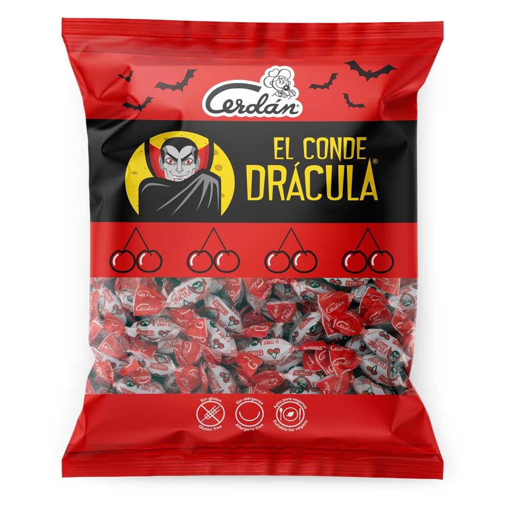 Caramelos Halloween El Conde Drácula Sabor Cereza 500 gr Caramelo Duro sin Gluten