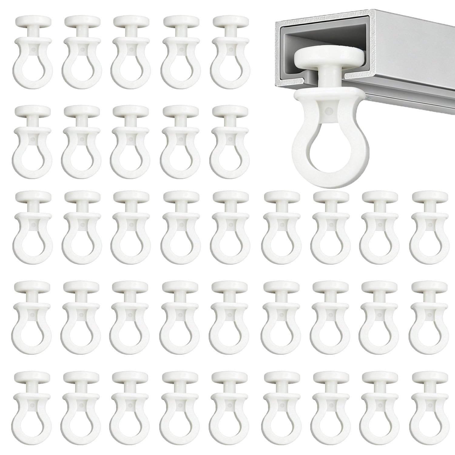 TILONKJ Curtain Gliders,120 Pcs Heavy Duty Curtain Track Gliders Rail Hooks