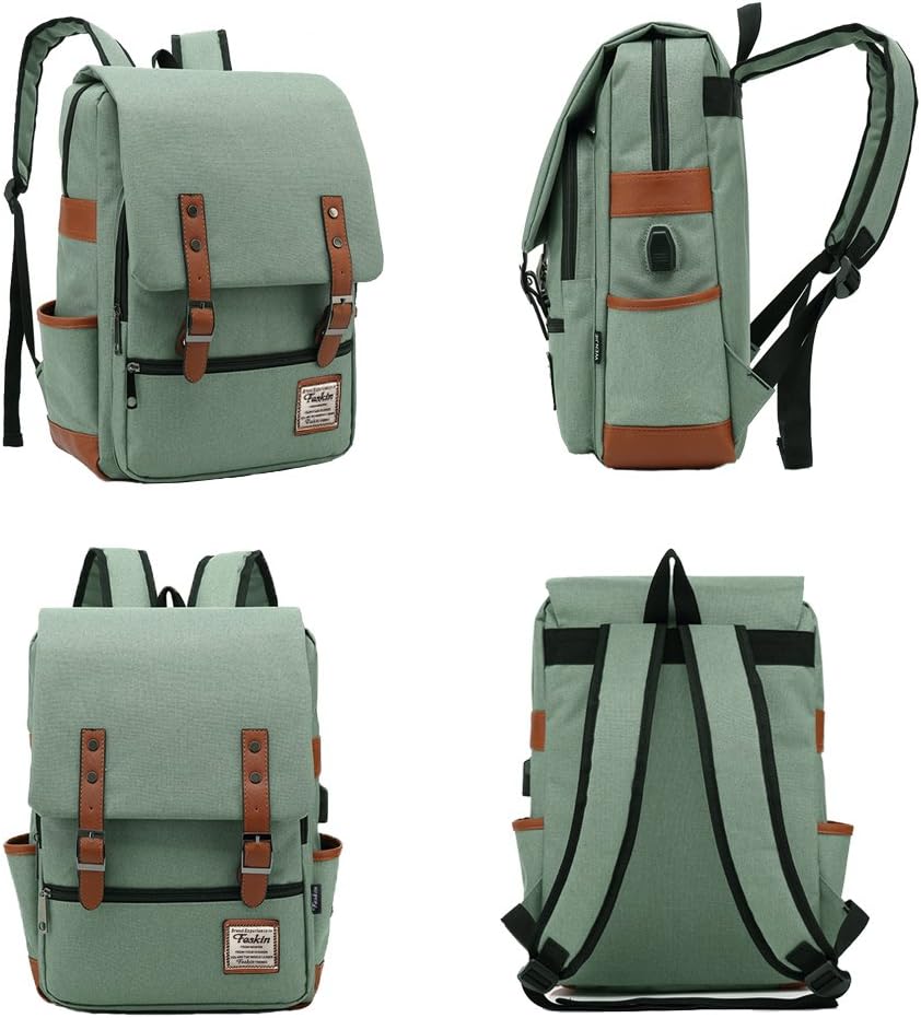 Flаѕh Dеаlѕ - 60% оƒƒ Professional Laptop Backpack, Women Vintage USB College School Bookbag - Green