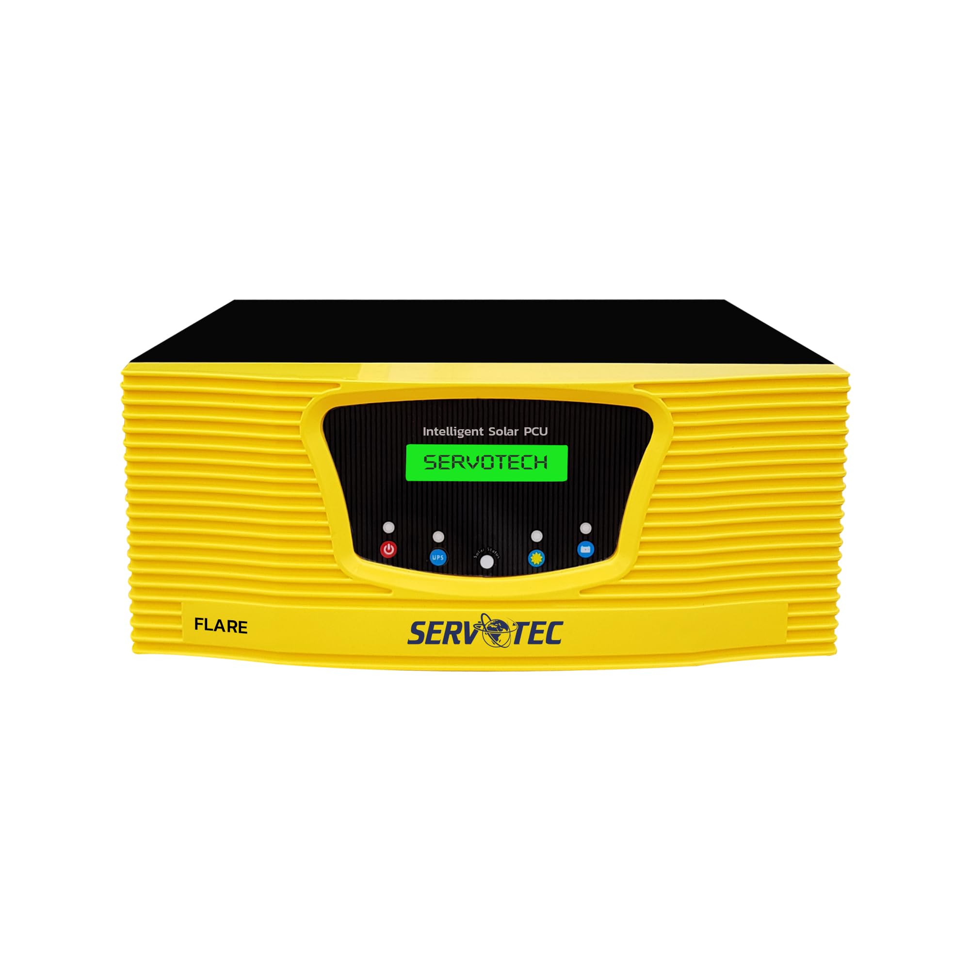 Servotech 1000VA/12V (1KW) MPPT Solar PCU | Offline Off-Grid Solar Inverter | Single Phase in/Out | Advanced Solar Technology |Flare 1512|Yellow|Pack of 1