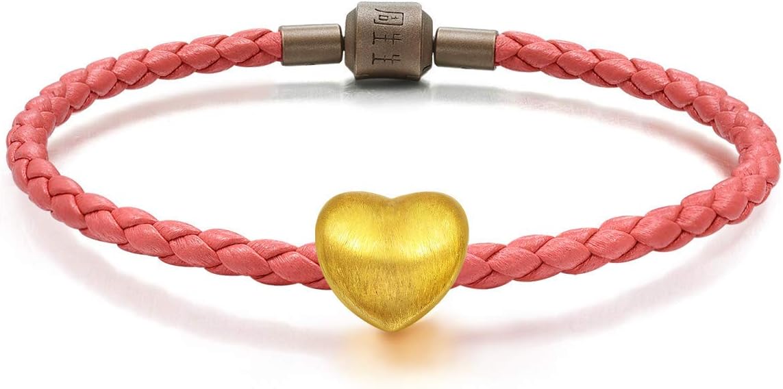 CHOW SANG SANG 999 24K Gold Charme Love Heart Shaped Charm Bracelet for Women 81322C