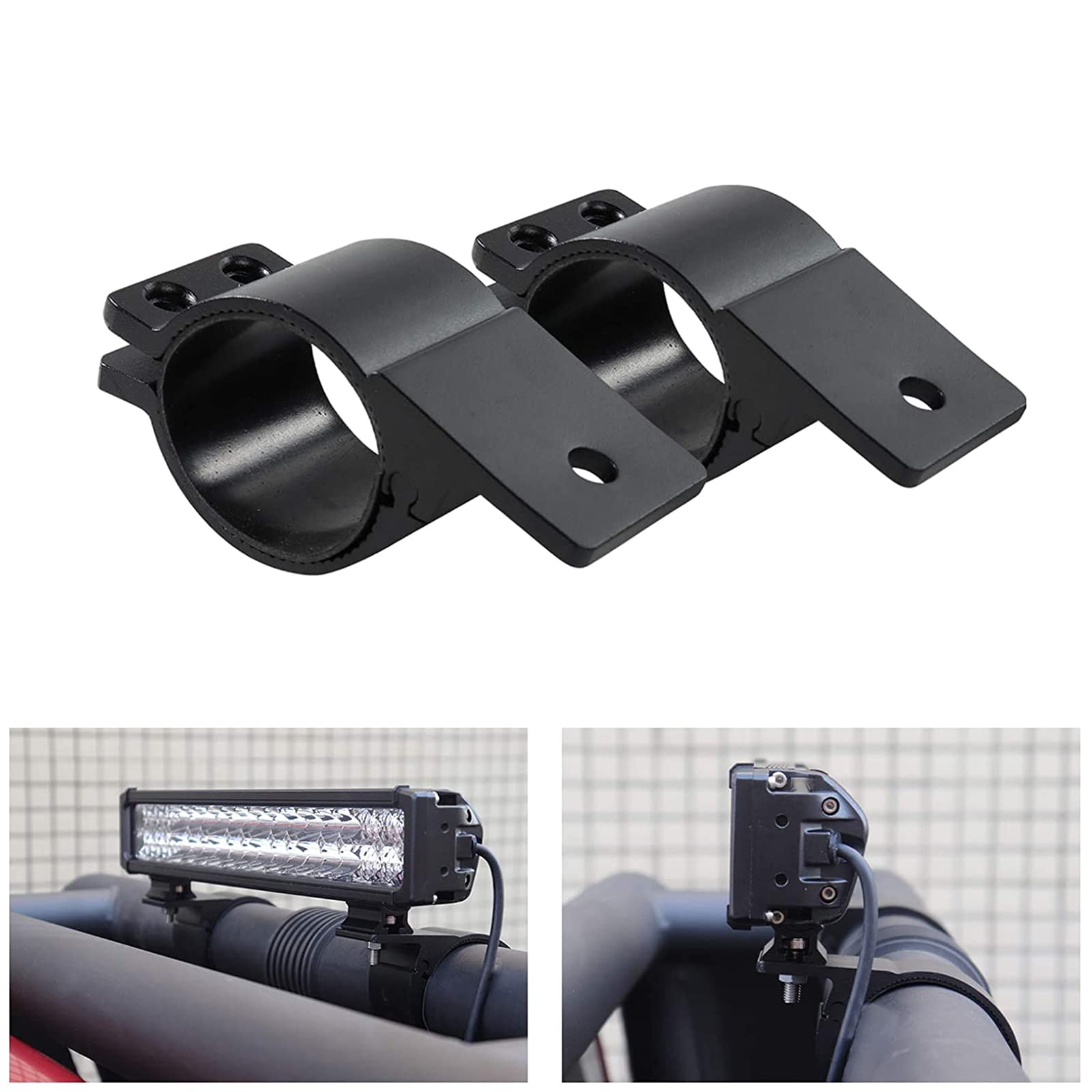 SUV Front Bar Tube Roll Cage Offroad Car Bullbar Light Bracket Pipe Tube Bar Roll Cage Work Lamp Mount Clamp Holder Mounting Holder Led Light Bar Mounting Bracket Kit Aluminum Horizontal Bars