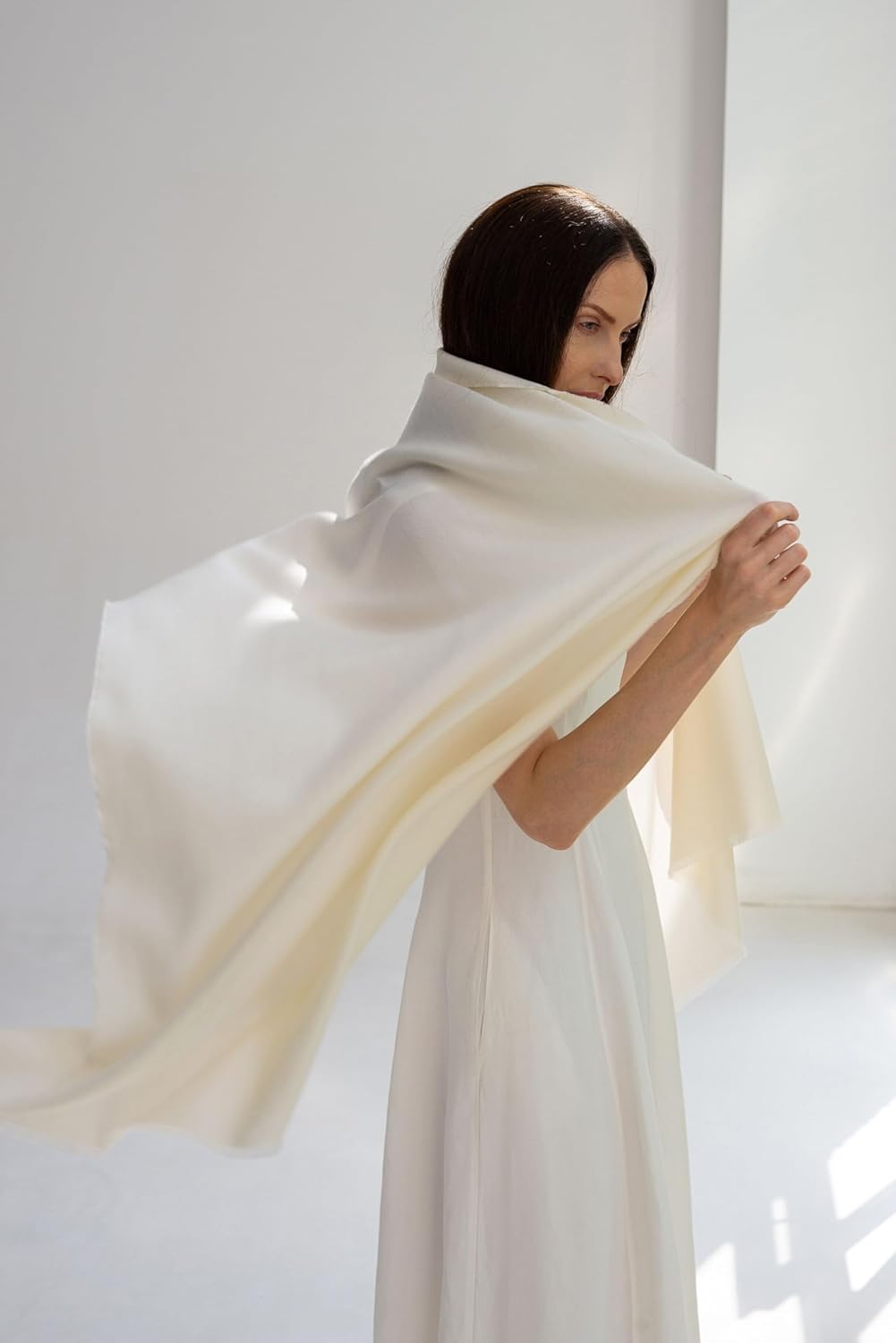 Italian Broad 70% Cashmere and 30% Silk Scarf Shawl Wrap Stole of Premium Quality Super Soft Made in Italy for Woman