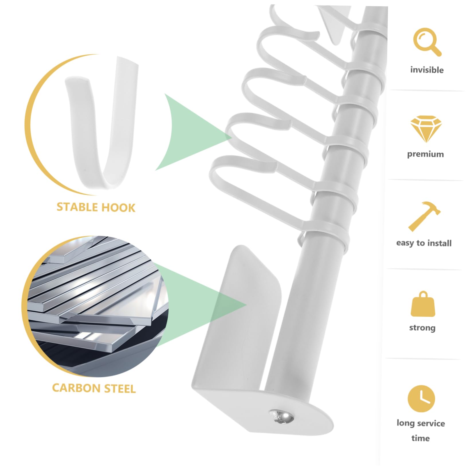 Luxshiny Wall Mounted Kitchen Tool Hanging Rack with Hooks No Punching Required Space Saving Kitchenware Holder for Mugs and Utensils Compact Design for Room and Bedroom