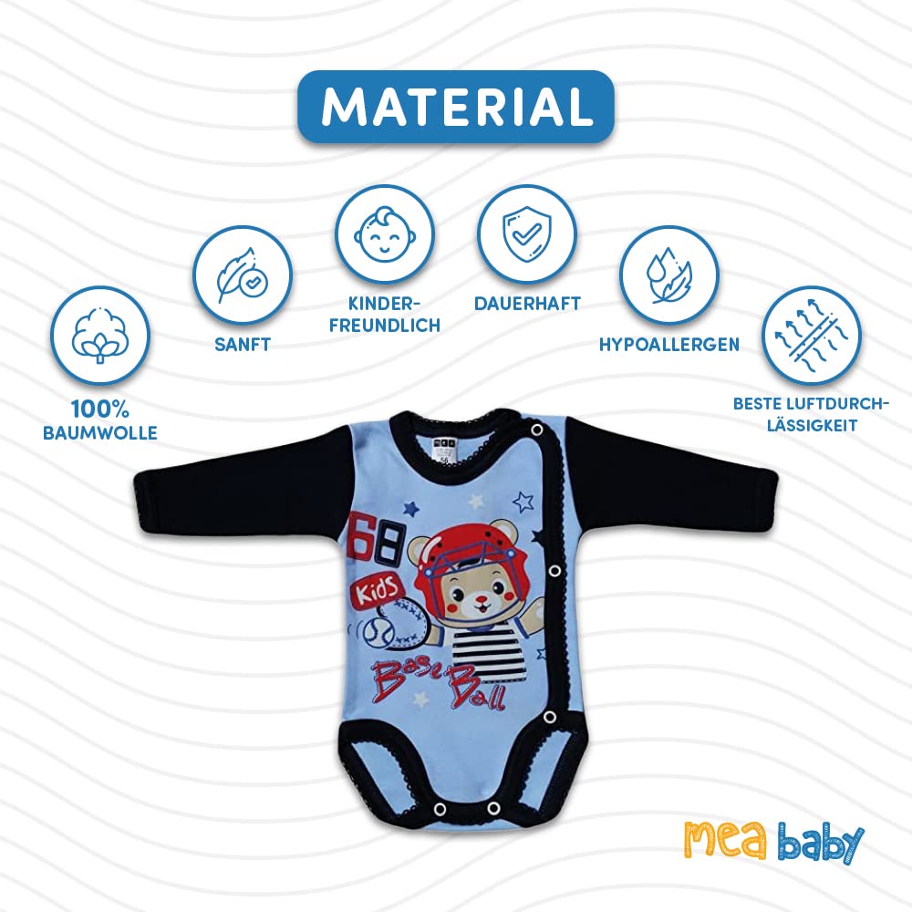 MEA BABY niemowlęce body z długimi rękawami unisex z nadrukiem, opak. 5 szt. Body dla niemowląt dla chłopców Body dla niemowląt dla dziewczynek (62)
