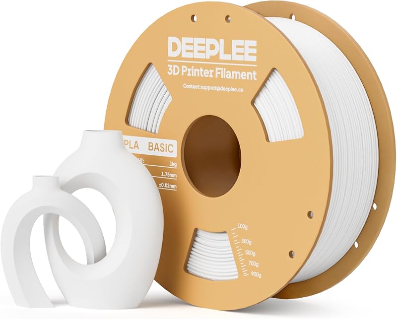 PLA Basic 1.75mm 3D Printer Filament White 1KG | 3D Printer PLA, Dimensional Accuracy +/- 0.02 mm, Neatly Wound, No Clogging, Best for Beginners, Fits Most FDM 3D Printer