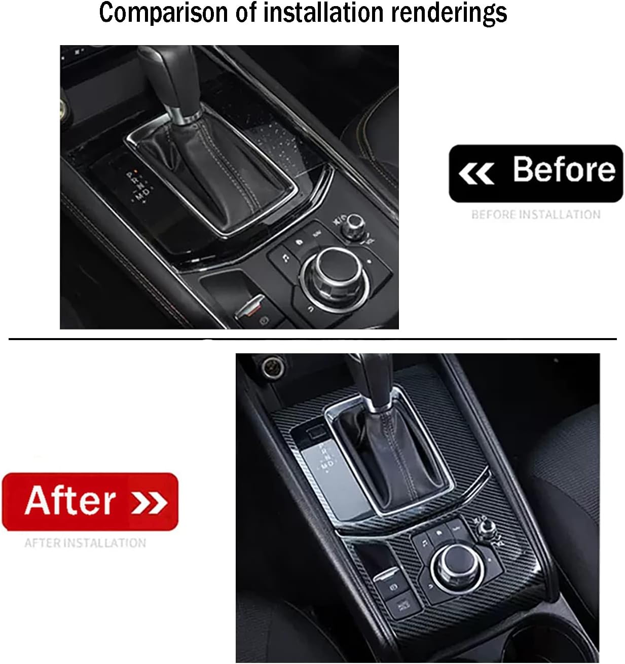 Car Accessories Fit for Mazda CX-5 CX5 2017-2021 2022 2023 2024 2025Gear Shift Frame Panel Cover Trim Interior Decorative Protector (Carbon Fiber Style) Stainless Steel 2 PCS